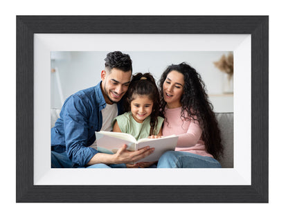 10.1-inch Frameo Wi-Fi Digital Photo Frame - White Border with 3 Interchangeable Frames Included. Oak, Black and White
